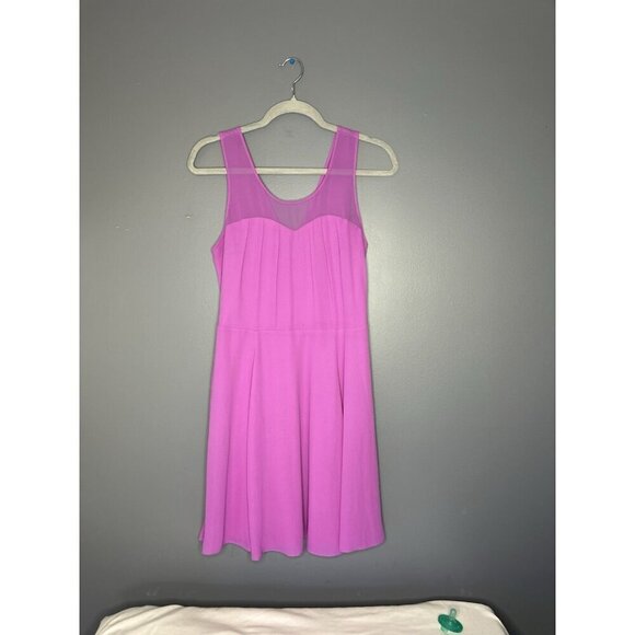 Express Flowy Chiffon Dress Womens 10 Fuchsia Pink Purple Fit & Flare Party Date - Picture 9 of 10